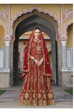 Anarkali Suit Exclusively Designed For The Occasion in Red Color