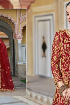 Alternative view of Anarkali Suit Exclusively Designed For The Occasion in Red Color