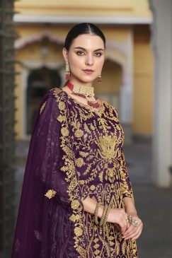 Alternative view of Anarkali Suit Exclusively Designed For The Occasion in Purple Color