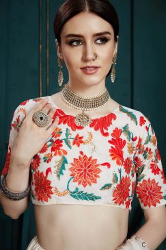 Alternative view of White Embroidered Georgette Lehenga Choli