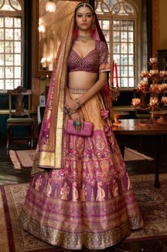 Pink Royal Rajwadi Silk Embroidered Lehenga Choli