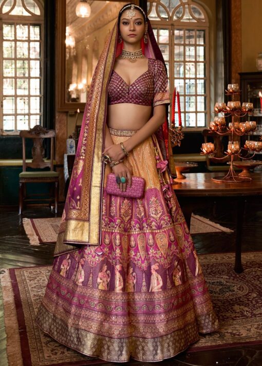 Pink Royal Rajwadi Silk Embroidered Lehenga Choli