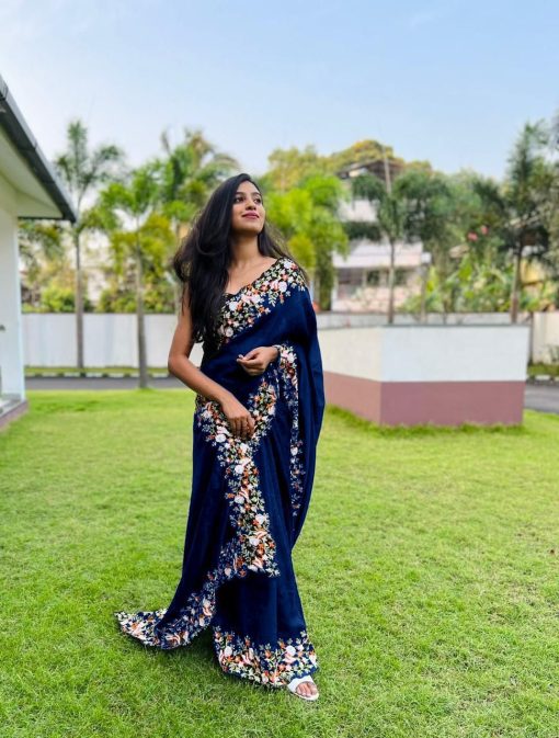 Blue Color Designer Partywear Saree