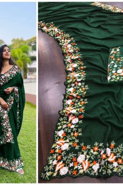Alternative view of Green Color Designer Partywear Saree