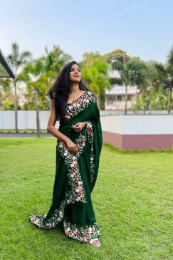 Green Color Designer Partywear Saree