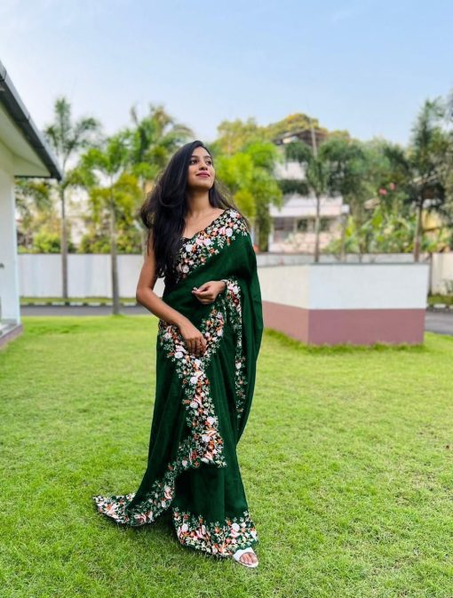 Green Color Designer Partywear Saree