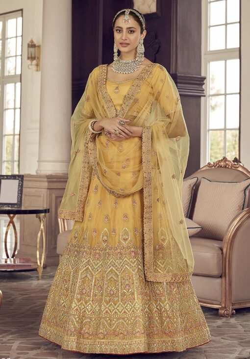 Bridal lehenga in yellow colour deals