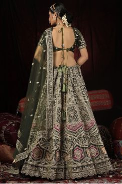 Alternative view of Mehendi Zari Embroidered Bridal Lehenga Choli