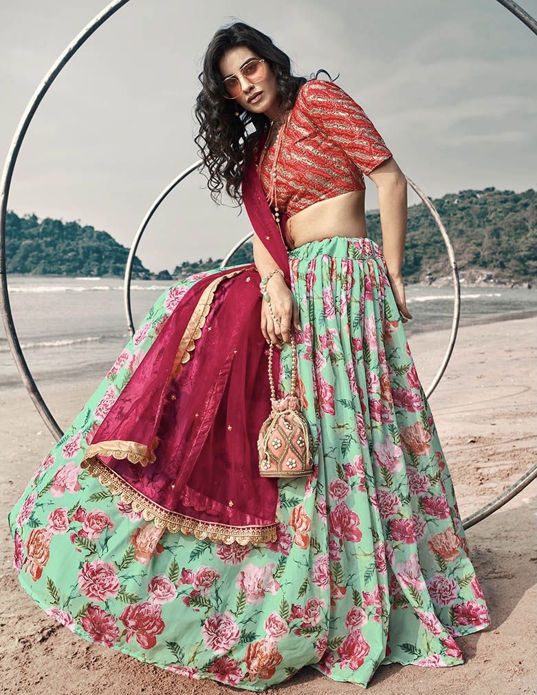 Floral print lehengas sale