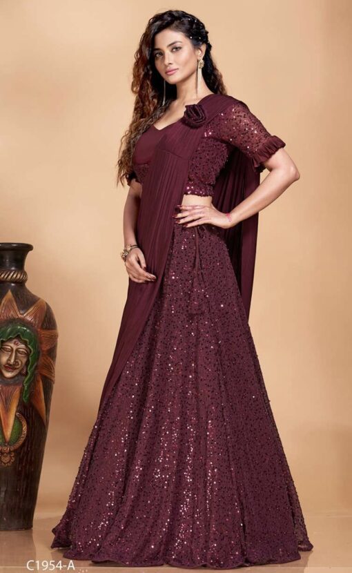 Maroon Sequinned Fancy Lehenga Choli