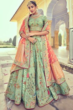 Mint Silk Lehenga Choli