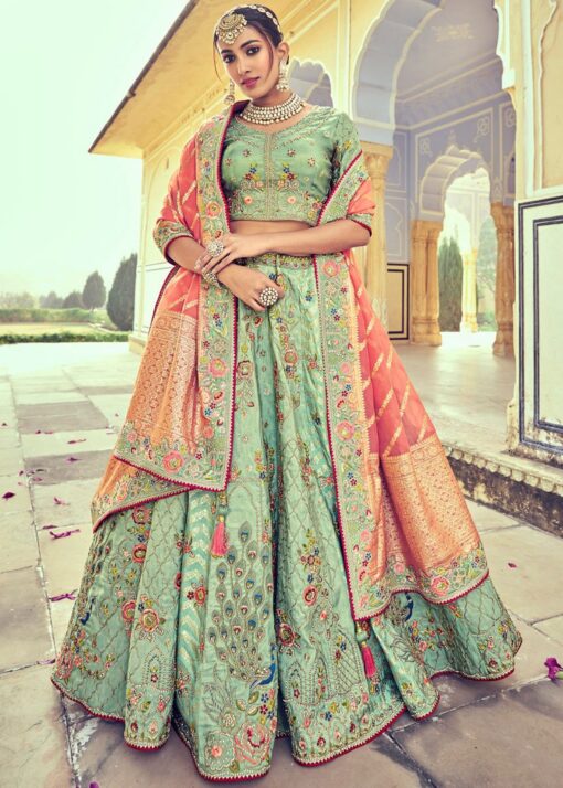 Mint Silk Lehenga Choli