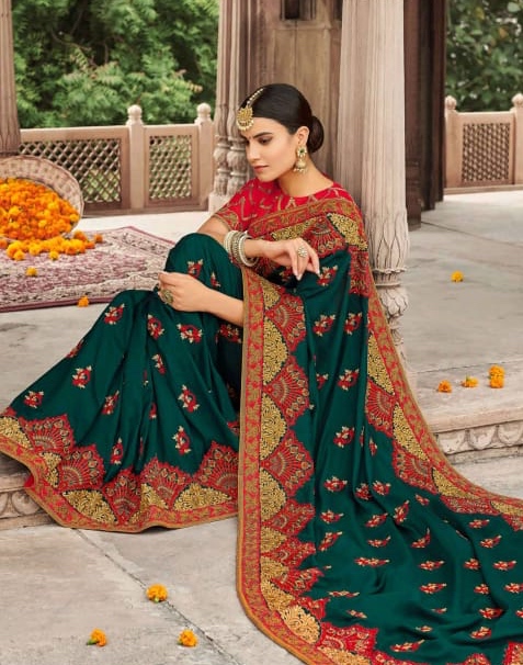 green bridesmaid saree