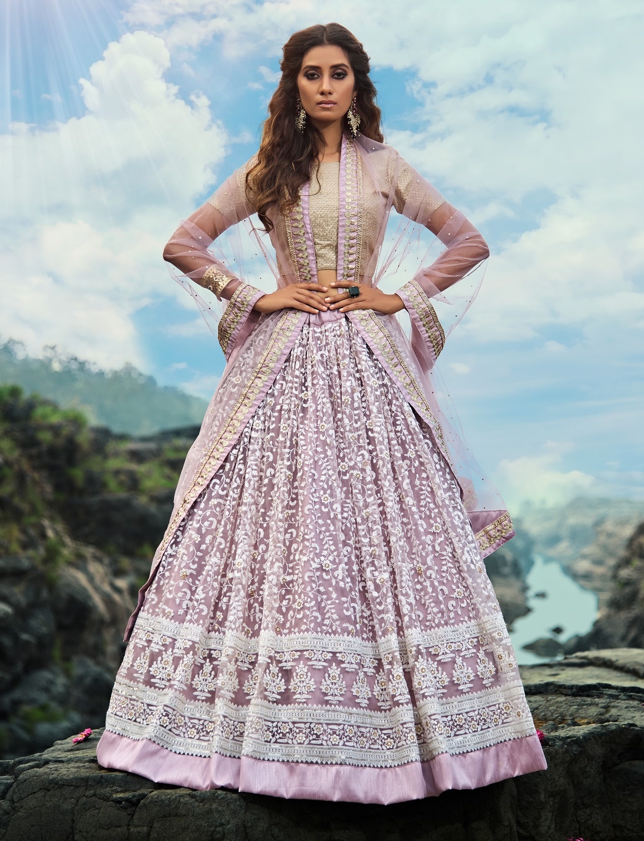 Lilac Soft Net Embroidered Lehenga Choli Lehengas Designer Collection