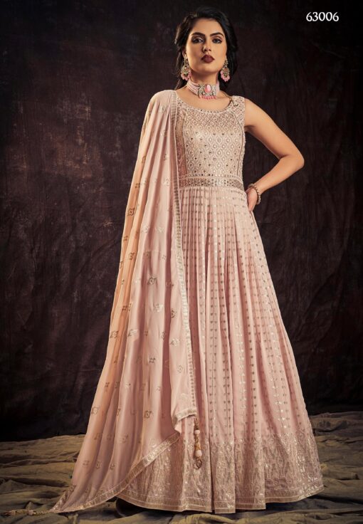 Baby Pink Georgette Embroidered Anarkali Suit