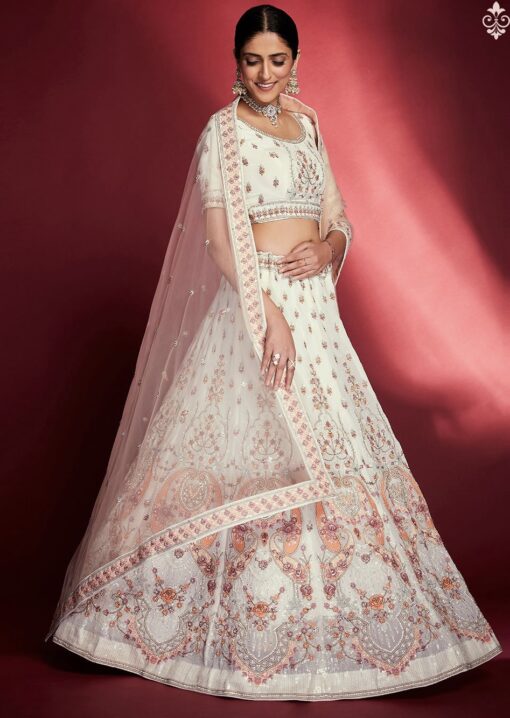 White Heavy Embroidered Bridal Lehenga Choli Lehengas Designer Collection