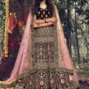 Maroon Velvet Embroidered Bridal Lehenga Choli