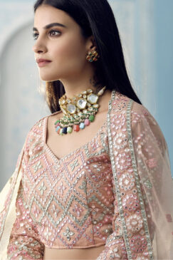 Alternative view of Peach Organza Sangeet Lehenga Choli