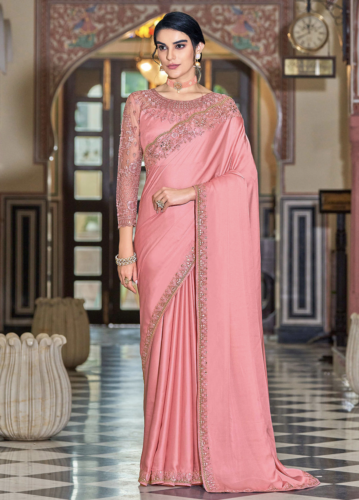 Pink Sequence Party Wear Saree - Sarees Designer Collection