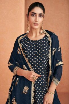 Alternative view of Dark Blue Faux Georgette Sharara Suit