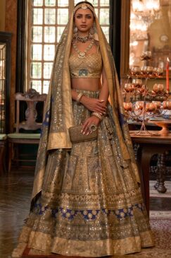 Beige Royal Rajwadi Silk Embroidered Lehenga Choli