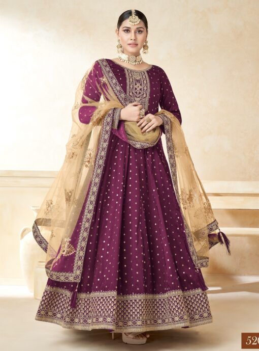 Plum Embroidered Anarkali Suit