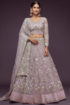 Dusty Lilac Net Sangeet Bridal Lehenga Choli