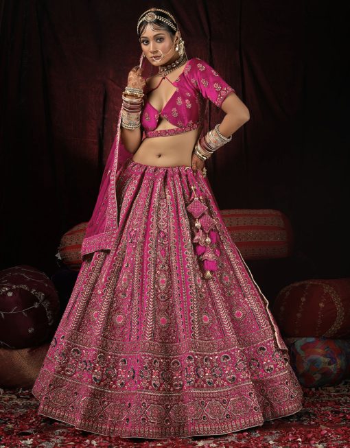 Rani Velvet Embroidered Bridal Lehenga Choli
