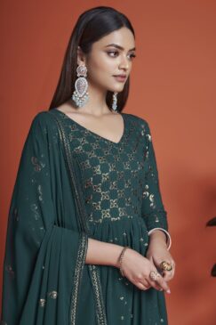 Alternative view of Teal Embroidered Anarkali Suit