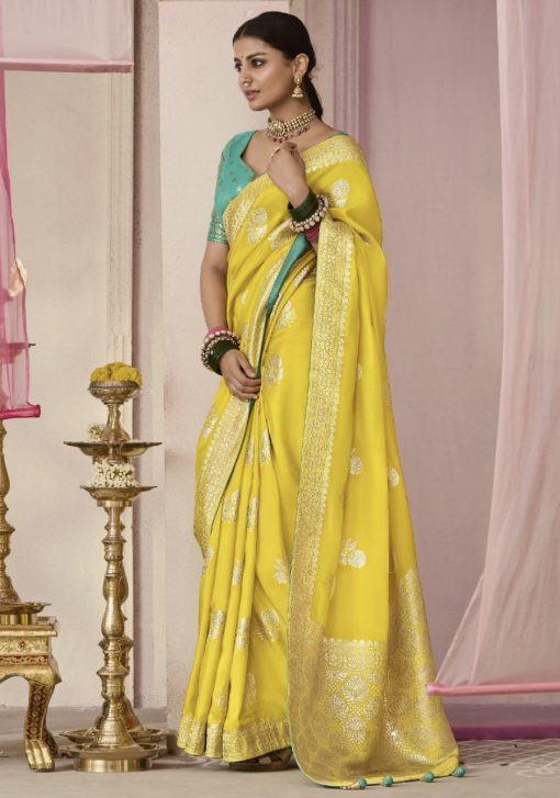 Yellow Embroidered Wedding Saree