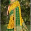 Green & Yellow Dola Silk Wedding Saree
