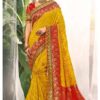 Yellow & Red Dola Silk Wedding Saree