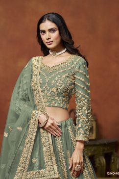 Alternative view of Greenish Grey Lehenga Choli For Wedding Function