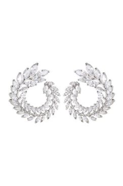 Luxury Cute Olive Zircon Leaf Earrings