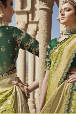 Alternative view of Light Green Dola Silk Embroidered Wedding Saree