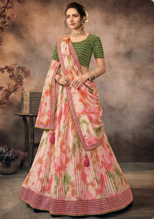 Pink Leheriya Umbrella Lehenga Choli