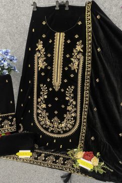 Alternative view of Black Color Beautiful Velvet Dress