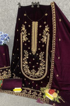 Alternative view of Purple Color Beautiful Velvet Dress