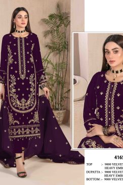 Purple Color Beautiful Velvet Dress