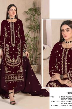 MAroon Color Beautiful Velvet Dress