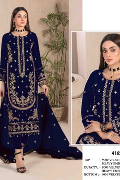 BLue Color Beautiful Velvet Dress