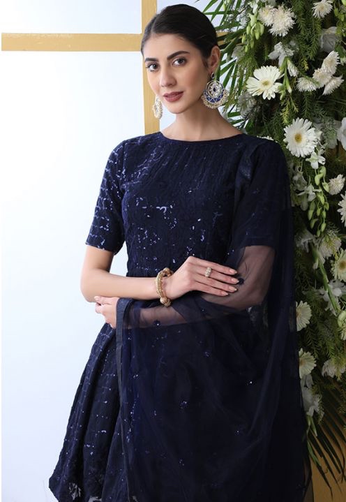 navy blue frock for women