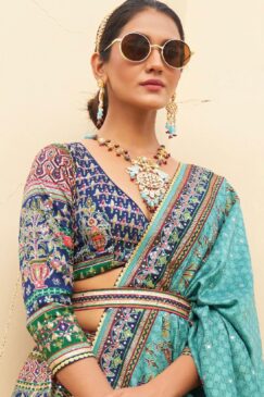 Alternative view of Blue Smooth Silk Woven Lehenga Choli