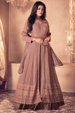 Mauve Embroidered Anarkali Lehenga Suit