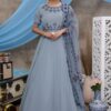 Grey Embroidered Georgette Anarkali Gown