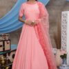 Pink Embroidered Silk Anarkali Gown