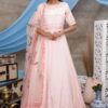 Peach Embroidered Georgette Anarkali Gown