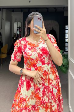 Alternative view of Designer Flower Print Frock In Rayon Fabric