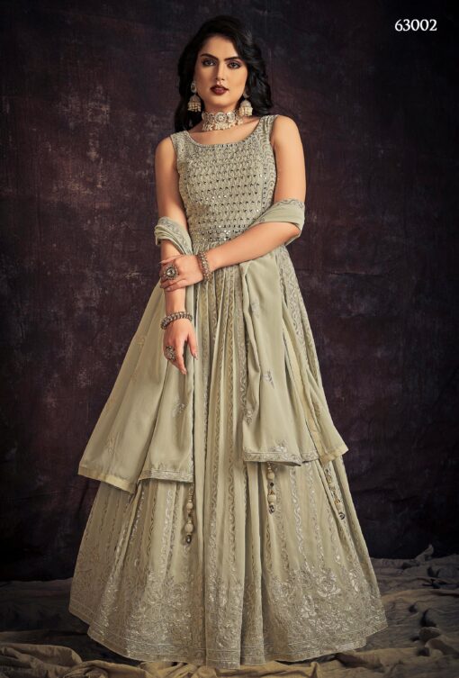 Pista Georgette Embroidered Anarkali Suit