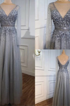 Alternative view of A-line Sequinned beaded Evening Dress